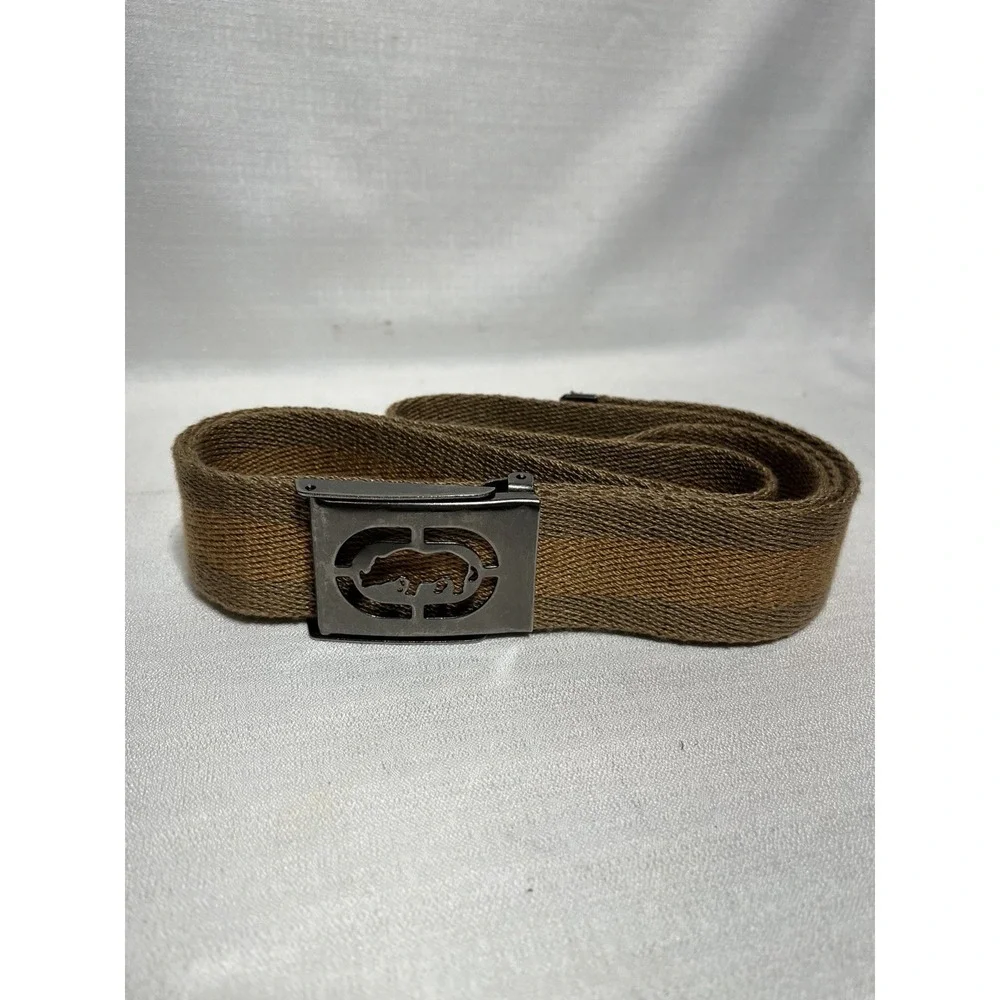 Ecko Unltd Clasp Belt Size 40 Brown Beige Stripe